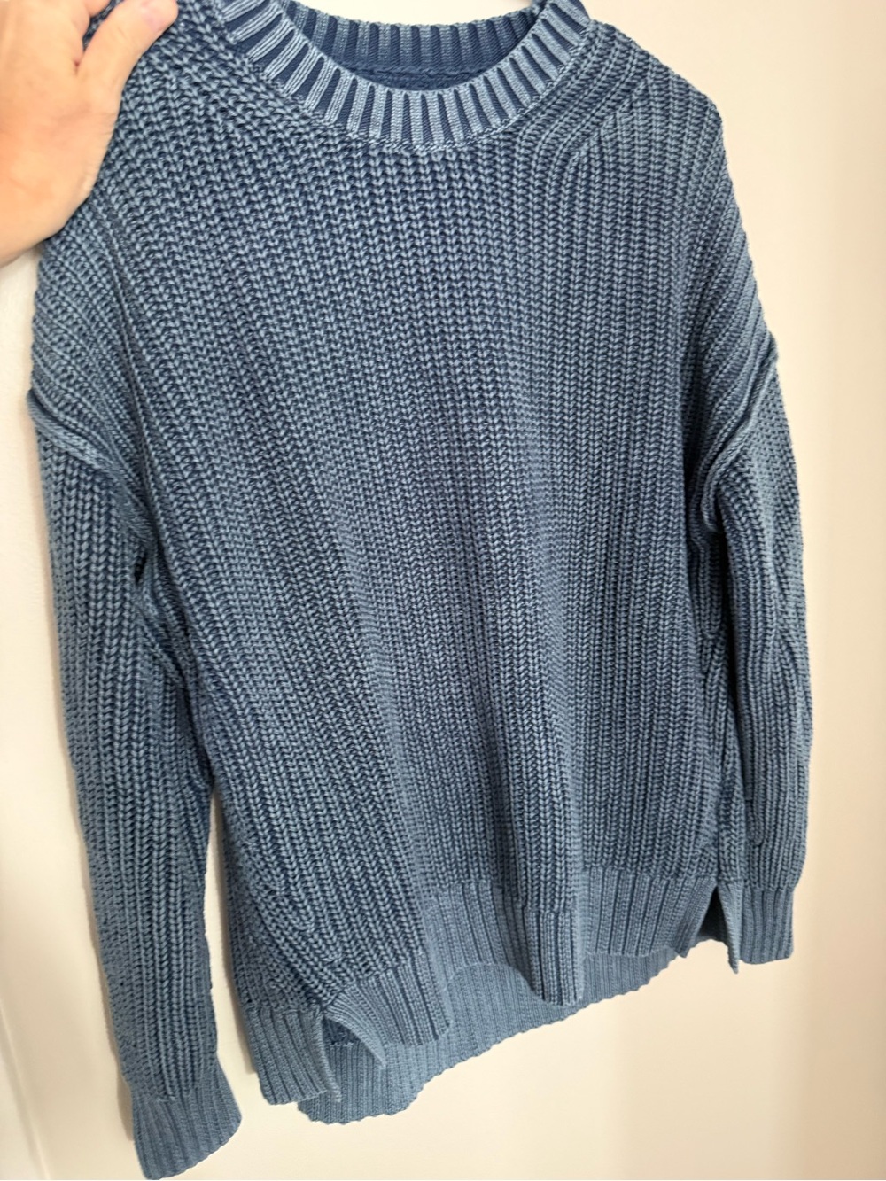 American Eagle Outfitters Blue Ribbed Crewneck Sweater